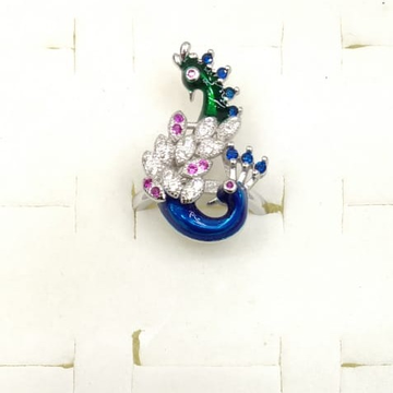 Silver Hallmark Peacock Design Ring  by 